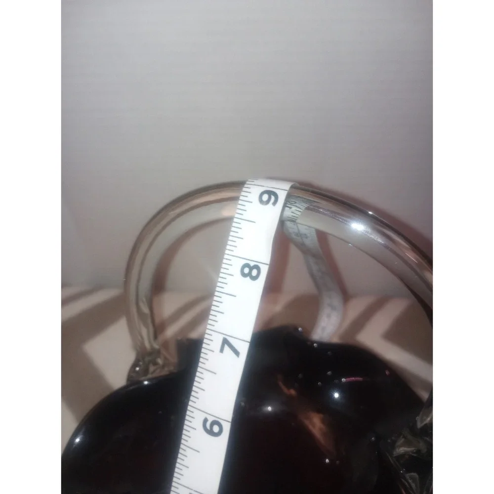 Dark Ruby Red Murano Style Hand‎ Blown Glass Ruffled Basket Vtg